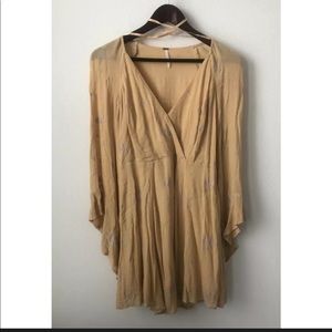 Free People Jasmine Embroidered Mini Dress Yellow ~Size 6~